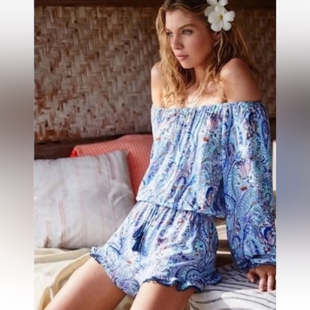 Victoria's Secret Blue Floral romper M